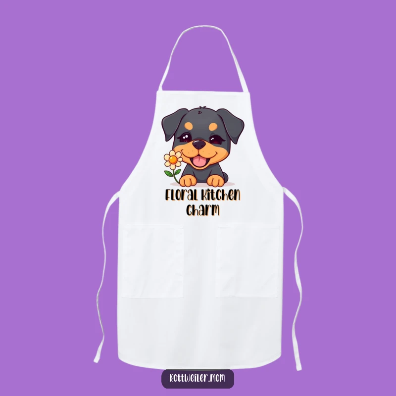 Funny Kawaii Rottweiler Chef Apron - Cheerful Dog for Kitchen Charm