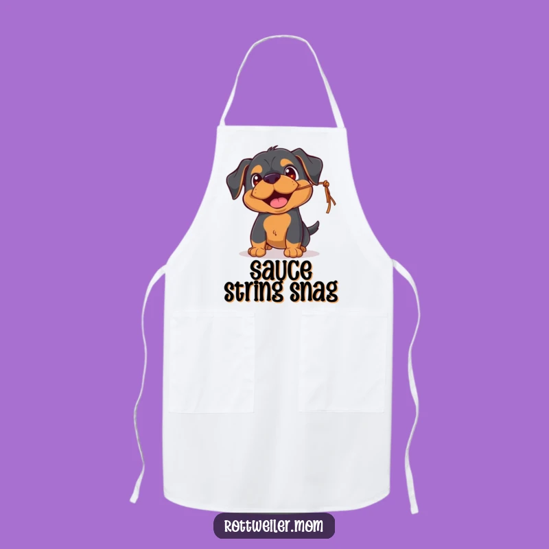 Funny Rottweiler Chef Apron - Playful String Chaser Kitchen Fun