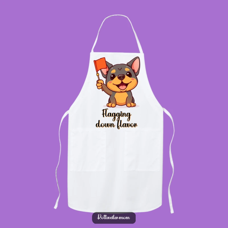 Funny Waving Rottweiler Apron - Enthusiastic Humorous Kitchen Gift
