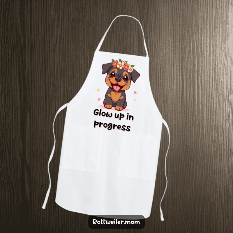 Funny Rottweiler Supermodel Apron: A chic apron with a rottweiler supermodel, perfect for a fashionable cook.