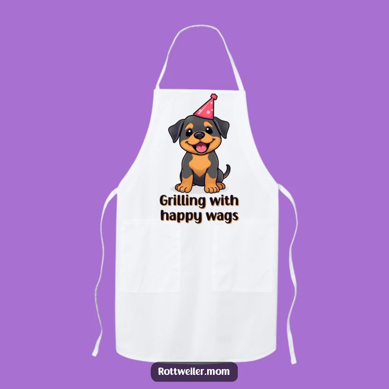 Funny Rottweiler Party Hat Apron: Joyful Kitchen Style for Celebrations
