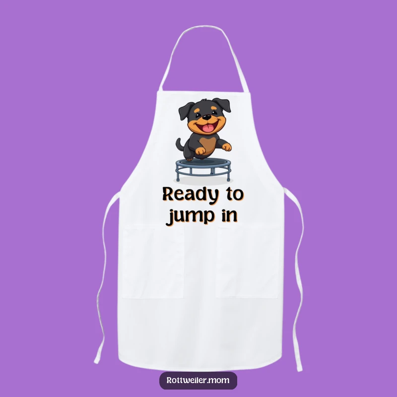 Funny Rottweiler Puppy Trampoline Apron - Kitchen Fun Gift