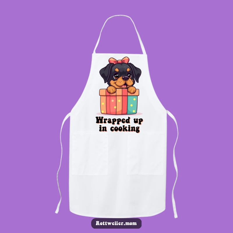 Funny Rottweiler Gift Box Apron: Festive Dog Apron for Gifting Fun
