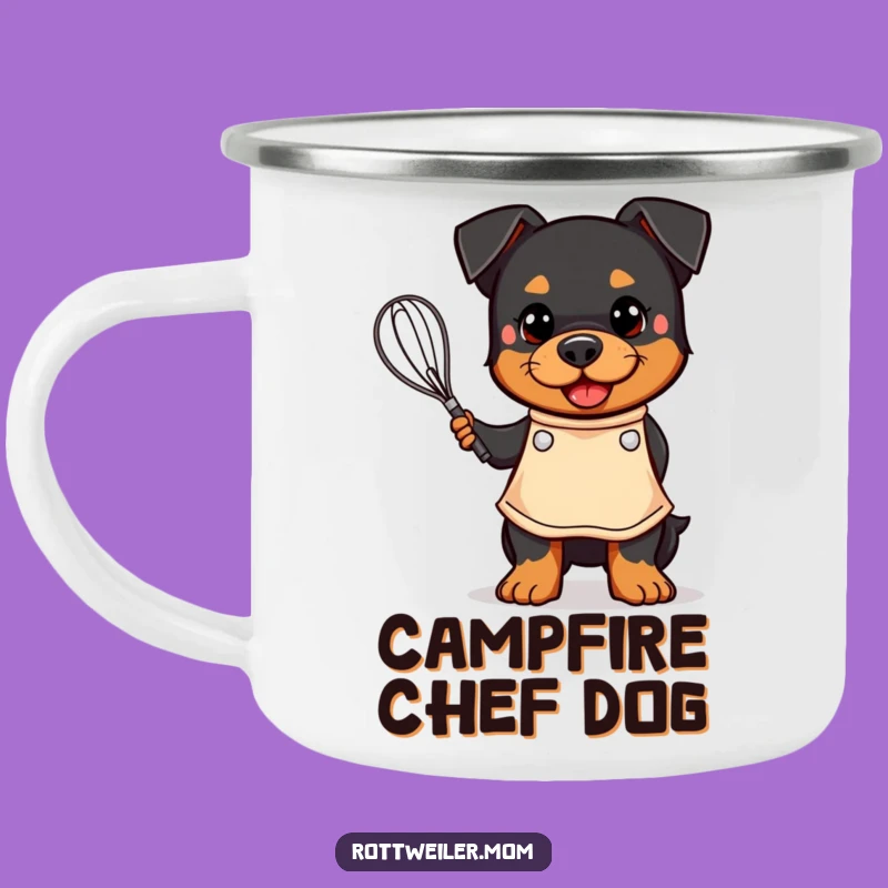 Funny Kawaii Rottweiler Chef Camping Mug - Outdoor Baker Adventure Gift