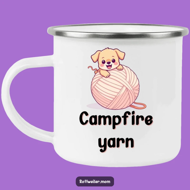 Funny Puppy Yarn Ball Camp Mug: Sip Joy with Cute Clumsiness
