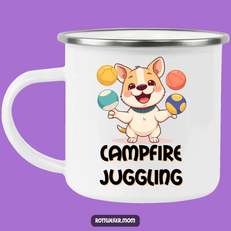 Funny Juggling Dog Camping Mug - Durable Fun for Outdoor Adventures