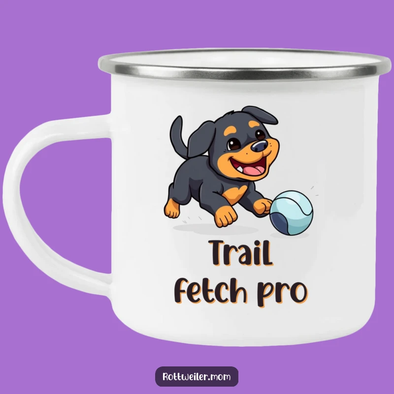 Funny Kawaii Rottweiler Ball Camping Mug - Outdoor Dog Adventure Gift