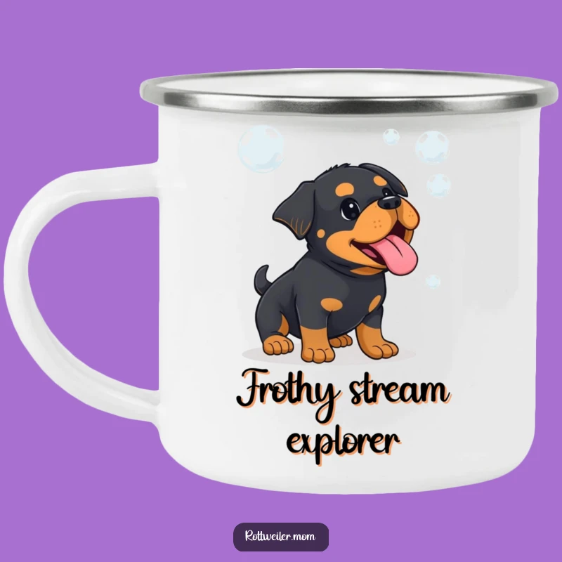 Funny Kawaii Rottweiler Bubble Camping Mug - Durable Humorous Dog Gift