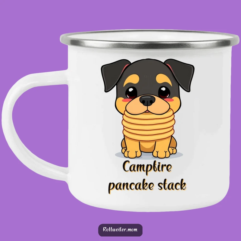 Funny Kawaii Rottweiler Pancake Camping Mug - Durable & Hilarious Outdoor Sip