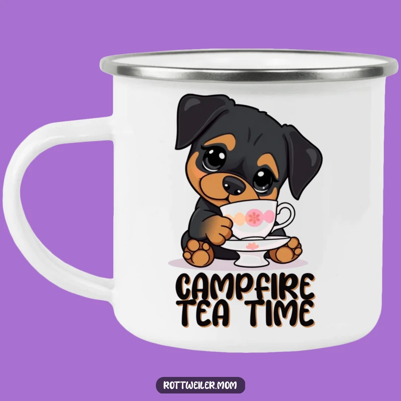 Funny Kawaii Rottweiler Teacup Camping Mug - Outdoor Dog Adventure Gift