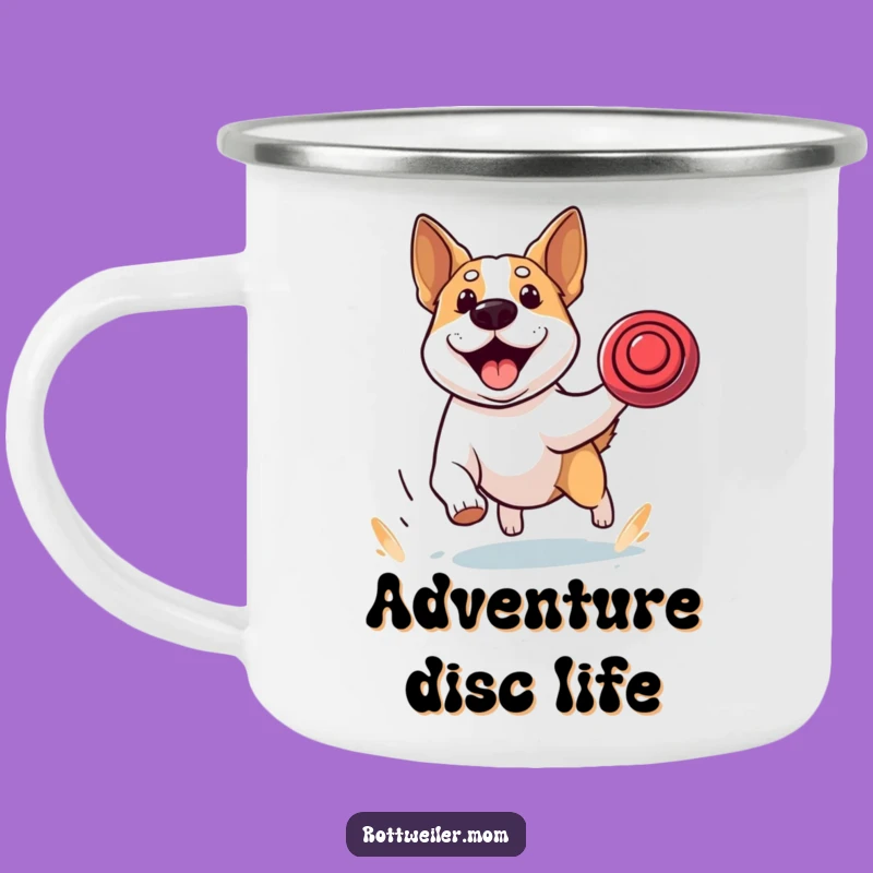 Funny Stocky Dog Frisbee Camping Mug, Durable Energetic Outdoor Gift