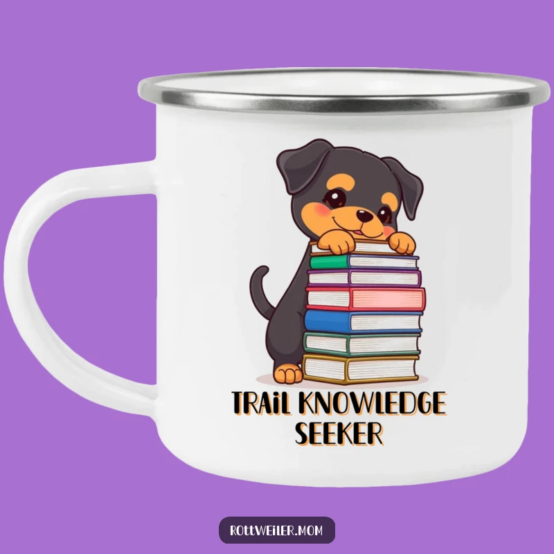 Funny Rottweiler Bookworm Camping Mug - Outdoor Study Companion Cup