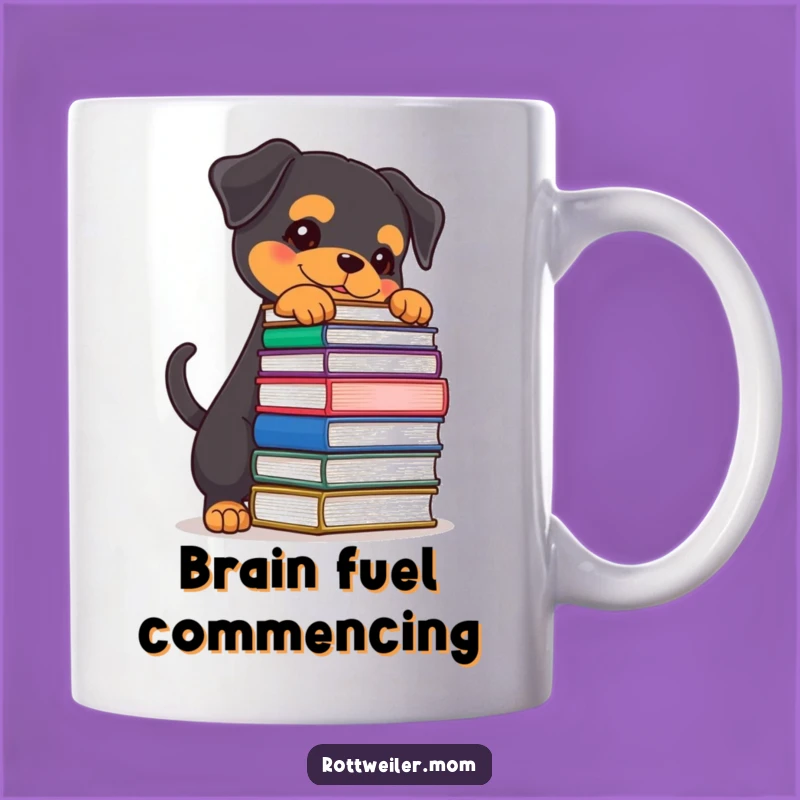 Funny Rottweiler Book Lover Mug - Determined Scholar Pup Gift