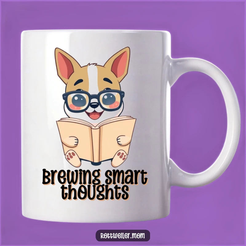 Funny Bookworm Dog Mug: Glasses-Wearing Pup Reading - Perfect Gift for Avid Readers