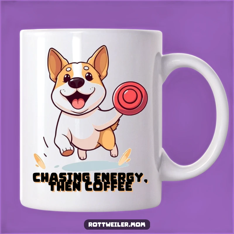 Funny Stocky Dog Frisbee Mug, Energetic Joyful Gift for Dog Lovers