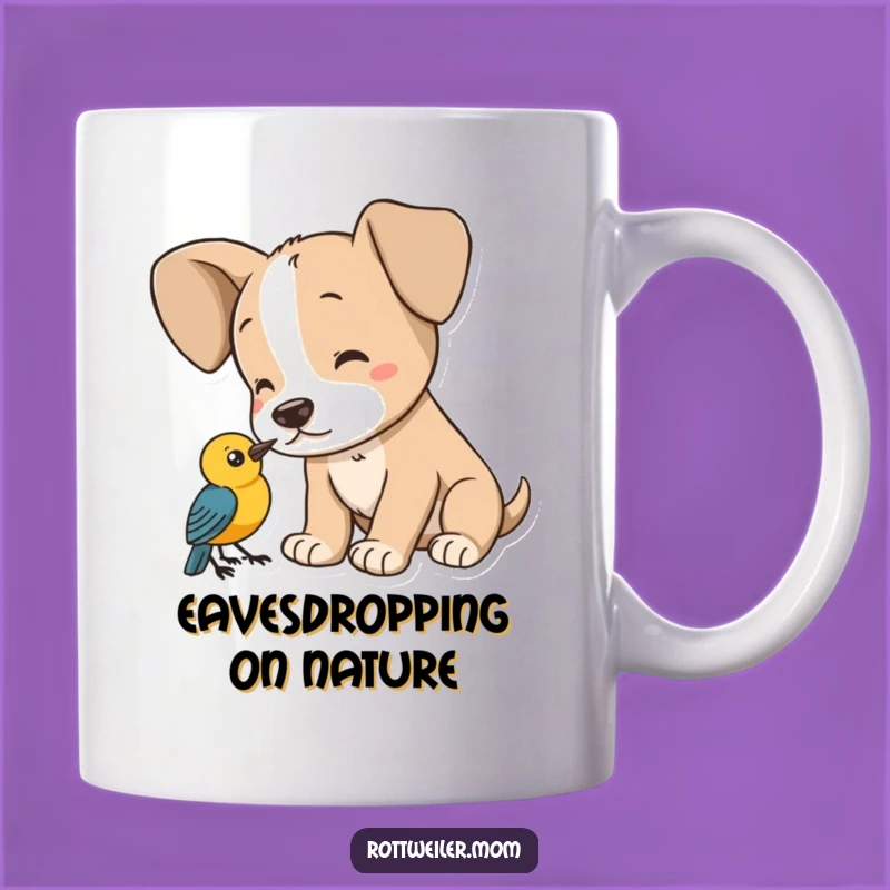 Funny Puppy Big Ears Bird Mug: Adorable Listening Pup Gift for Dog Lovers
