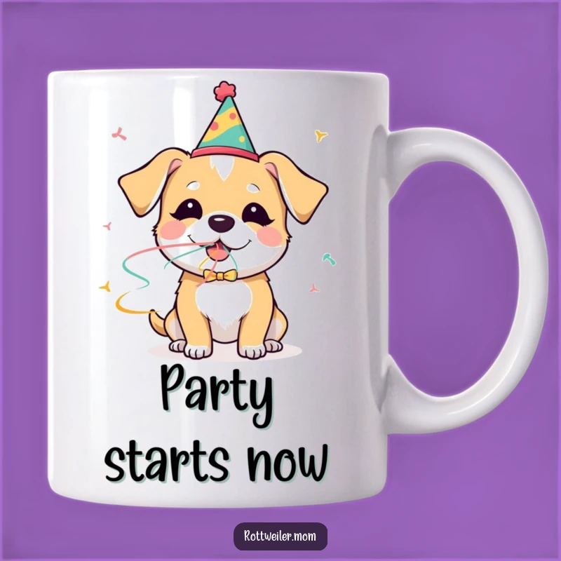 Funny Dog Party Mug: Glee-Filled Pup Celebrating with Streamer Gift