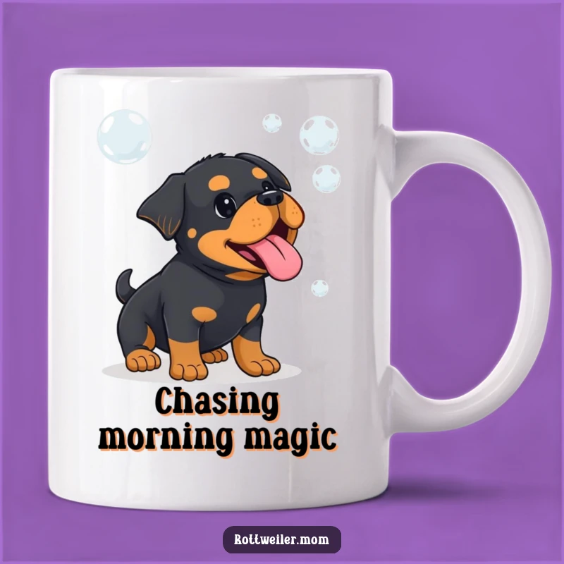 Funny Kawaii Rottweiler Bubble Fun Mug - Playful Humorous Dog Lover Gift