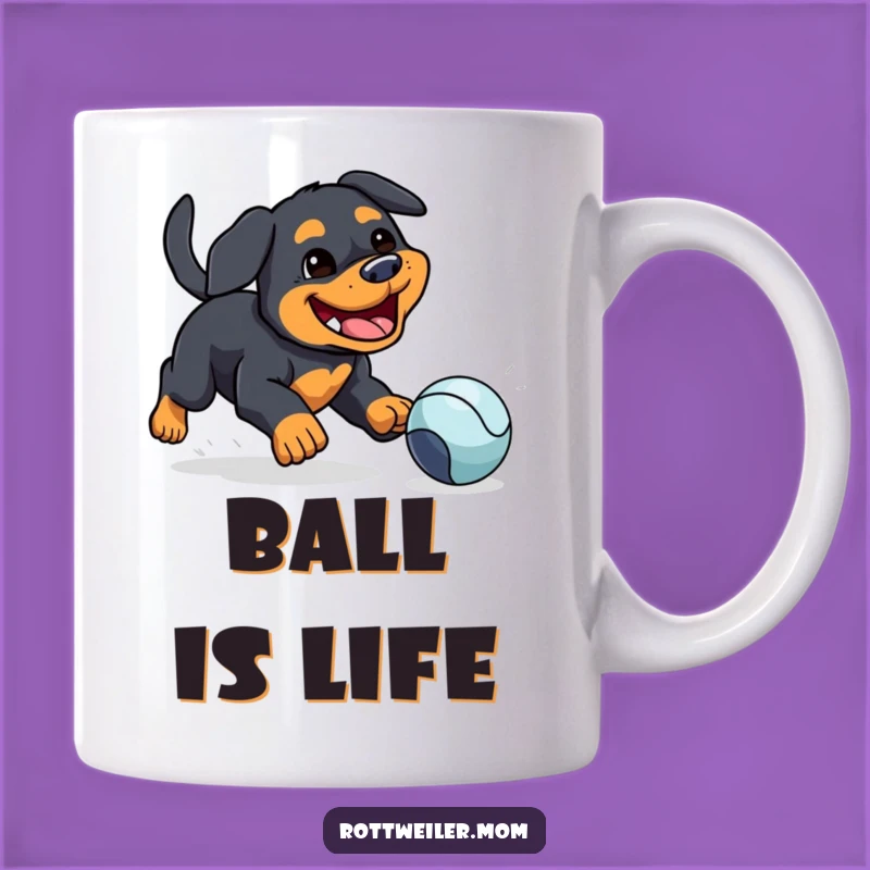 Funny Kawaii Rottweiler Grin Ball Mug - Hilarious Dog Lover Gift Idea