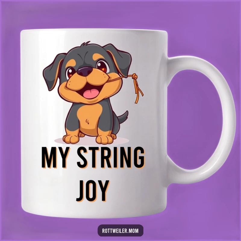Funny Rottweiler Playful Pup Mug - String Chaser Gift for Dog Lovers