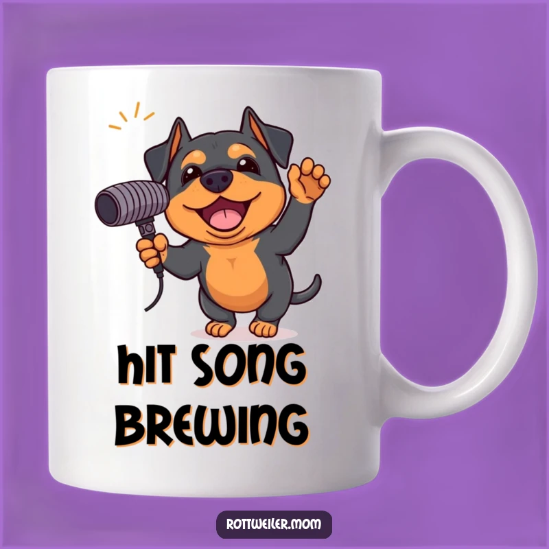 Funny Rottweiler Singing Star Mug - Rockstar Pup Gift for Music Lovers