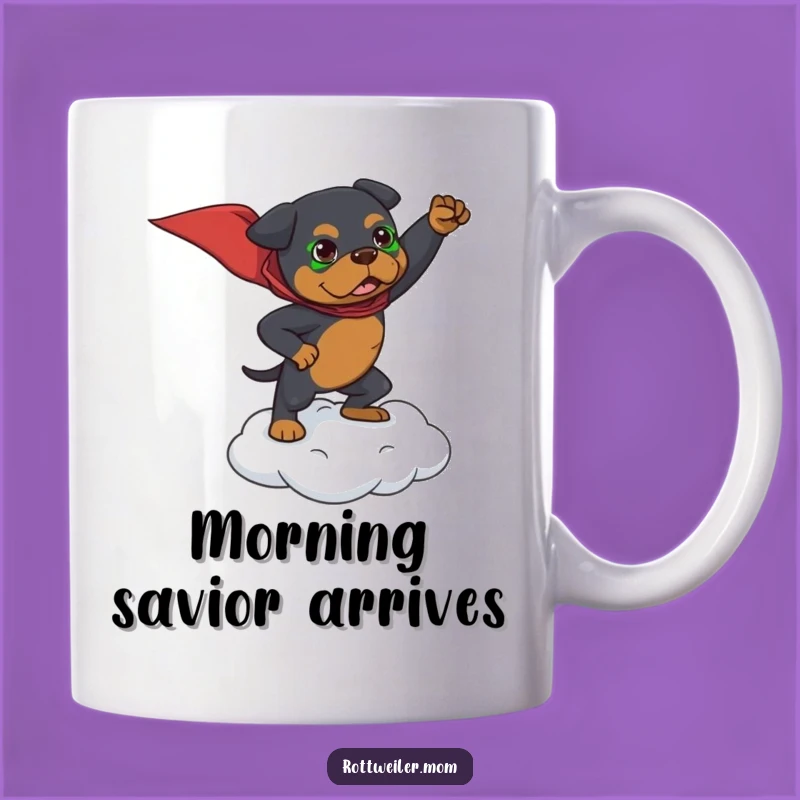 Funny Superhero Rottweiler Mug: Mighty Canine Hero Gift