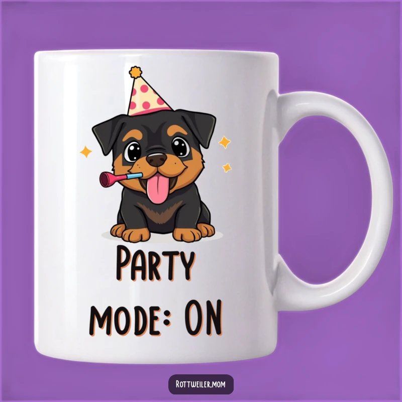 Funny Rottweiler Party Pup Mug: Exuberant Noisemaker Fun, Perfect Gift!
