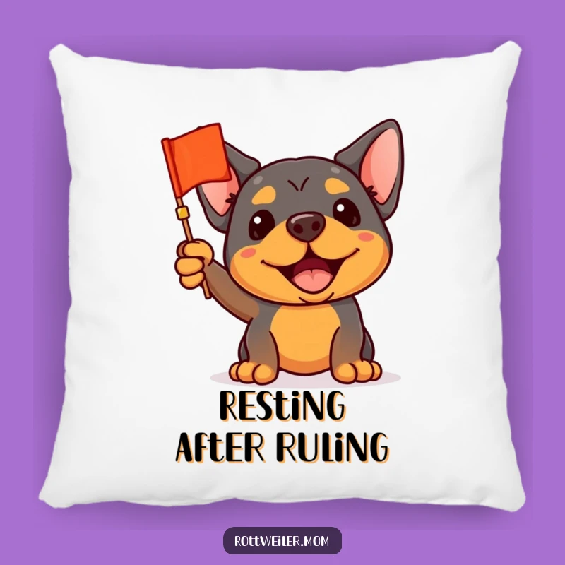 Cozy Funny Waving Rottweiler Pillow - Soft Humorous Support Accent