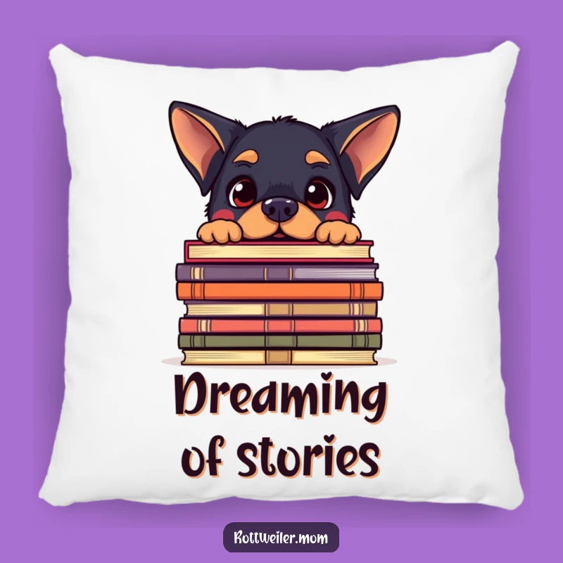 Funny Kawaii Rottweiler Book Pillow - Comfy & Hilarious Reader Decor