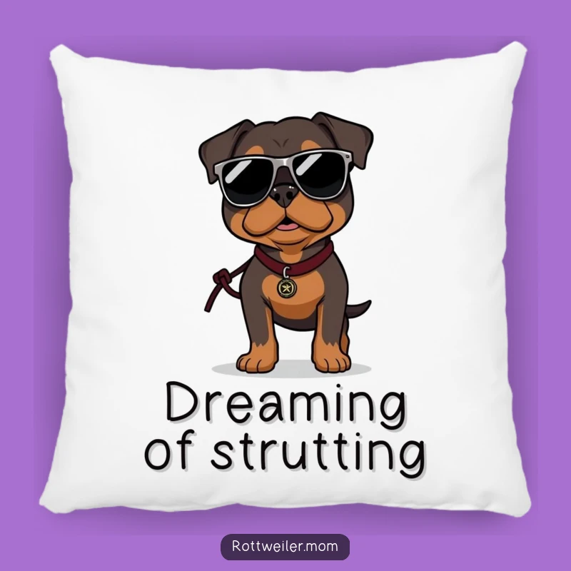 Soft Funny Rottweiler Sunglasses Pillow - Cozy Cool Decor