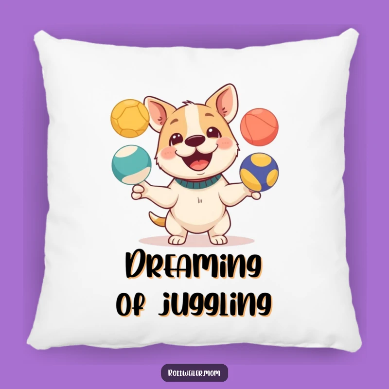 Funny Juggling Dog Pillow - Comfy & Playful Accent Pillow