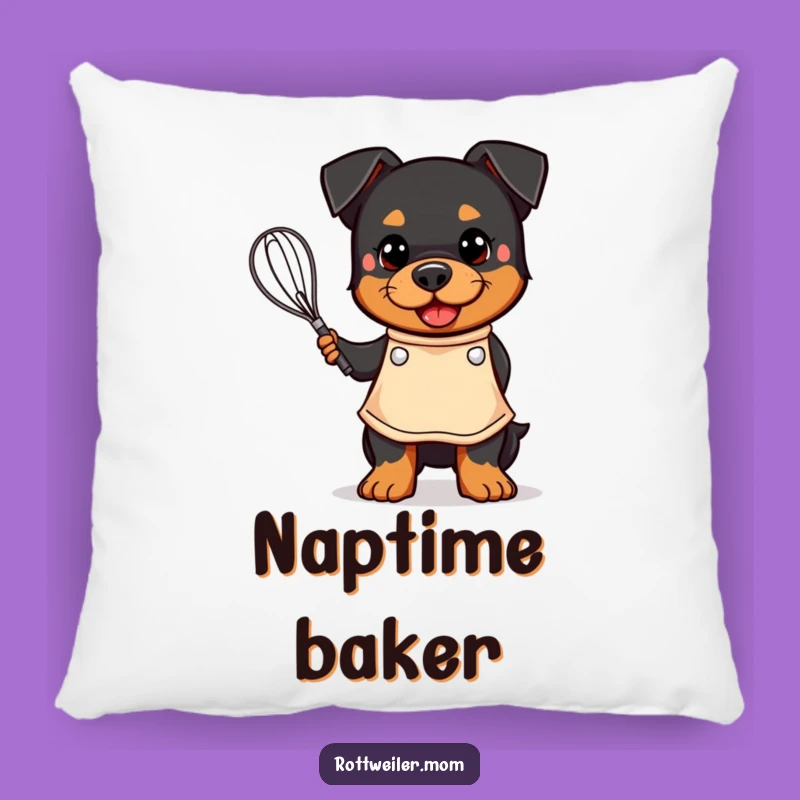 Funny Kawaii Rottweiler Chef Pillow - Comfy & Hilarious Baker Decor