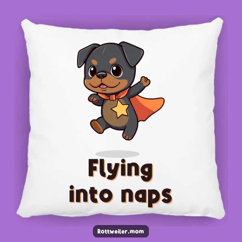 Funny Kawaii Rottweiler Superhero Pillow - Cozy Comfort & Hilarious Hero