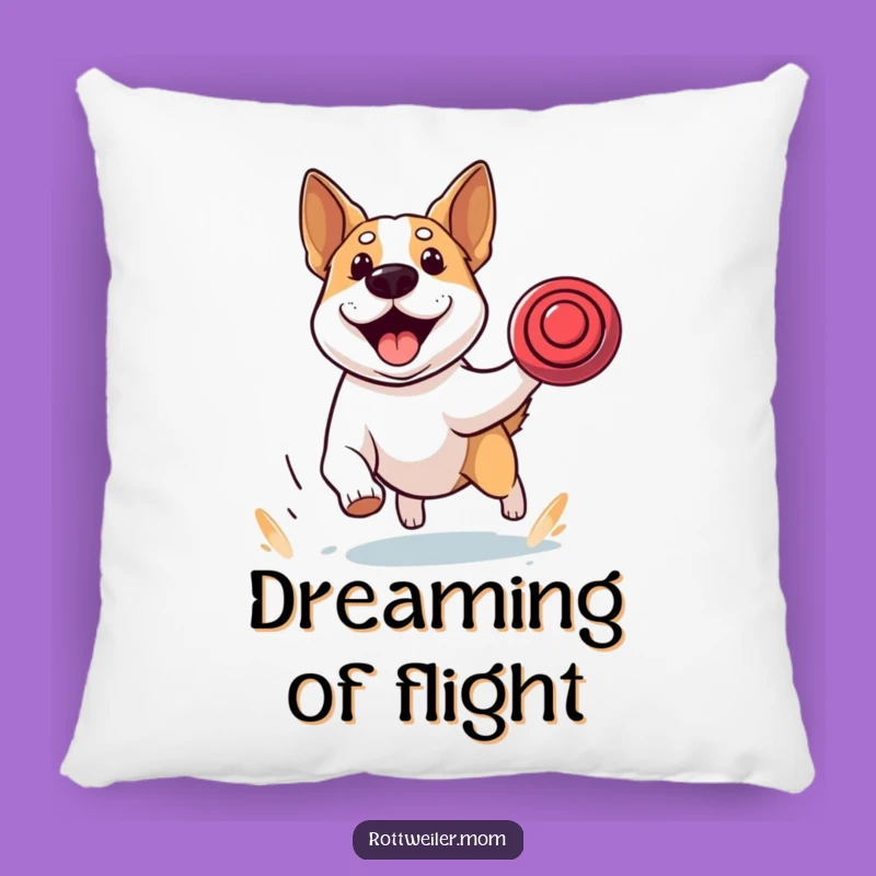 Funny Stocky Dog Frisbee Pillow, Cozy Energetic Cushion Gift