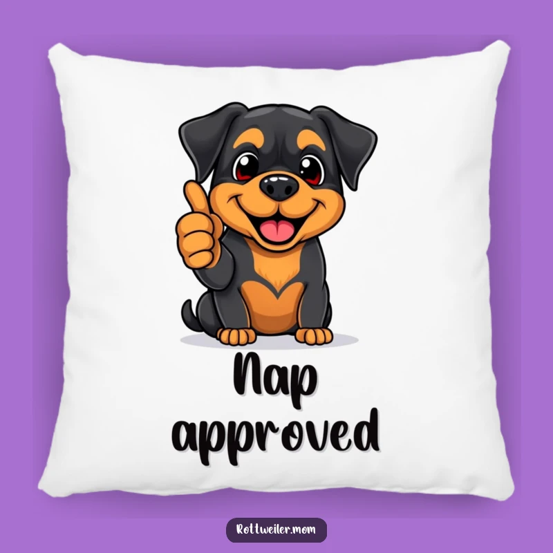 Funny Rottweiler Thumbs Up Pillow - Cozy Positive Pup Decor
