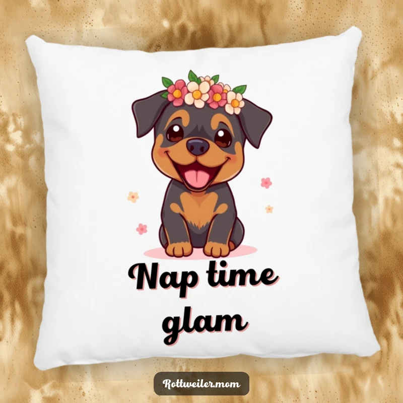 Funny Rottweiler Supermodel Pillow: A soft pillow featuring a rottweiler supermodel, adding humor and style.