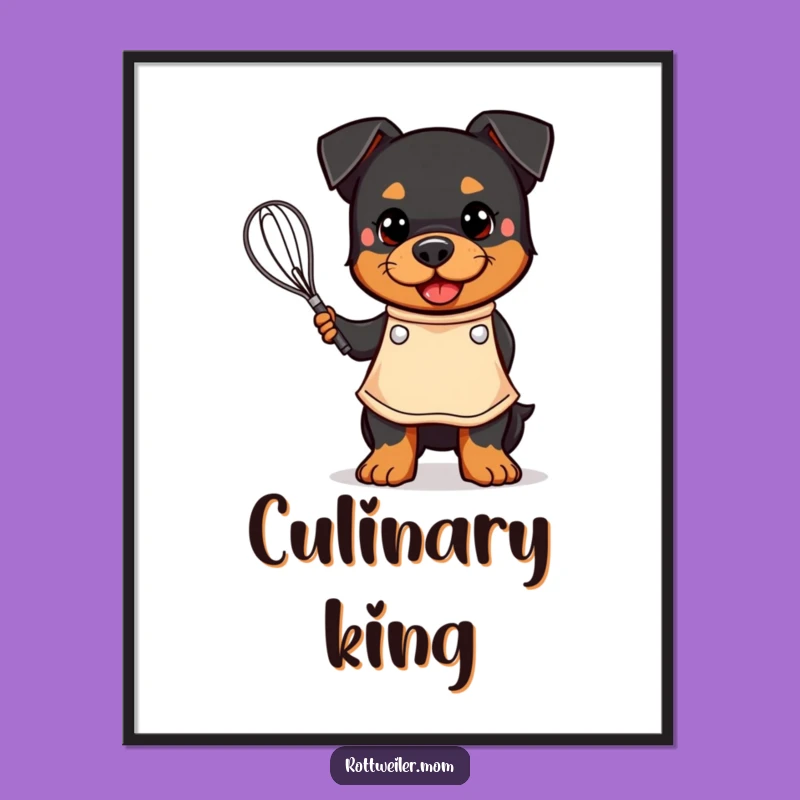 Funny Kawaii Rottweiler Chef Digital Print - Instant Baker Art Gift