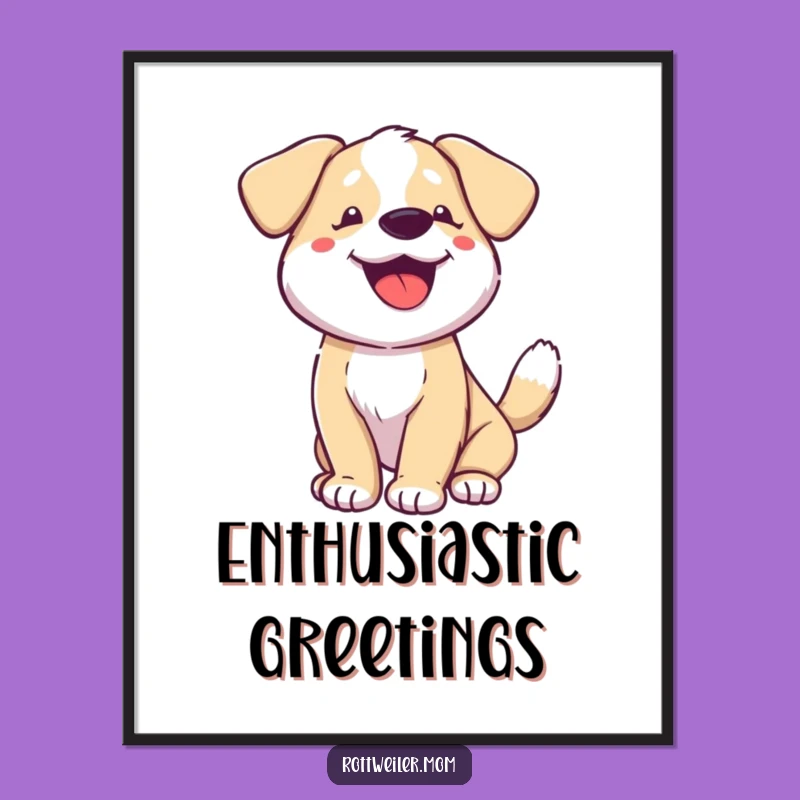 Funny Happy Dog Tail Wagging Digital Art: Instant Joyful Decor