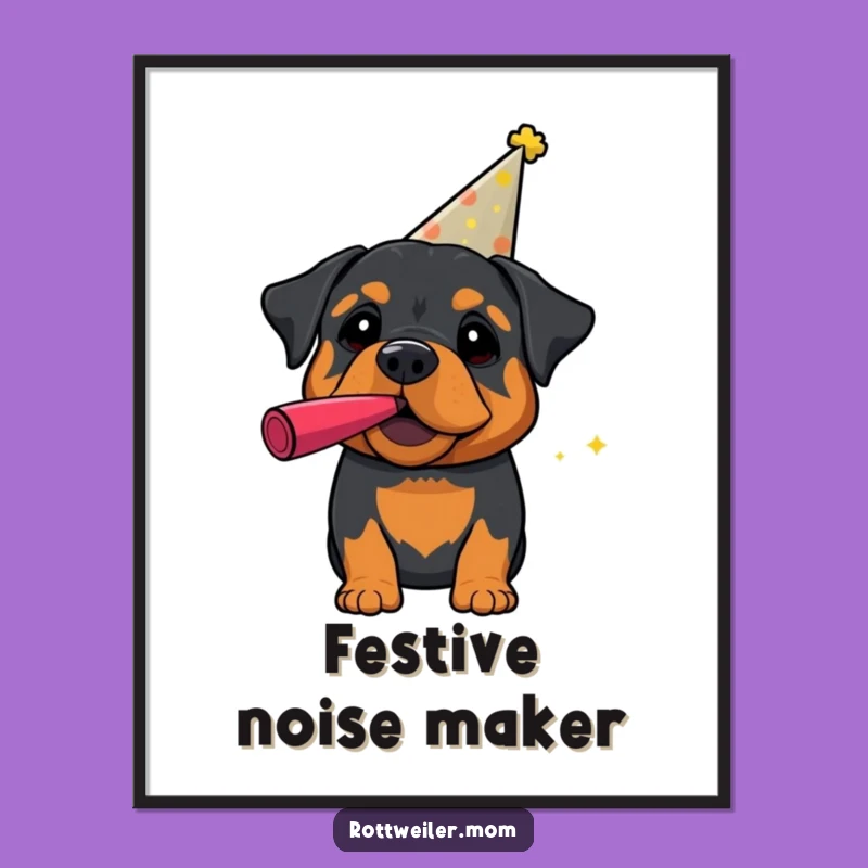 Funny Party Rottweiler Digital Art - Instant Festive Decor Gift