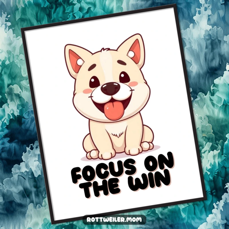 Funny Stocky Dog Digital Art Print, a panting dog balancing a treat on its nose, ready to bring instant humor and charm.