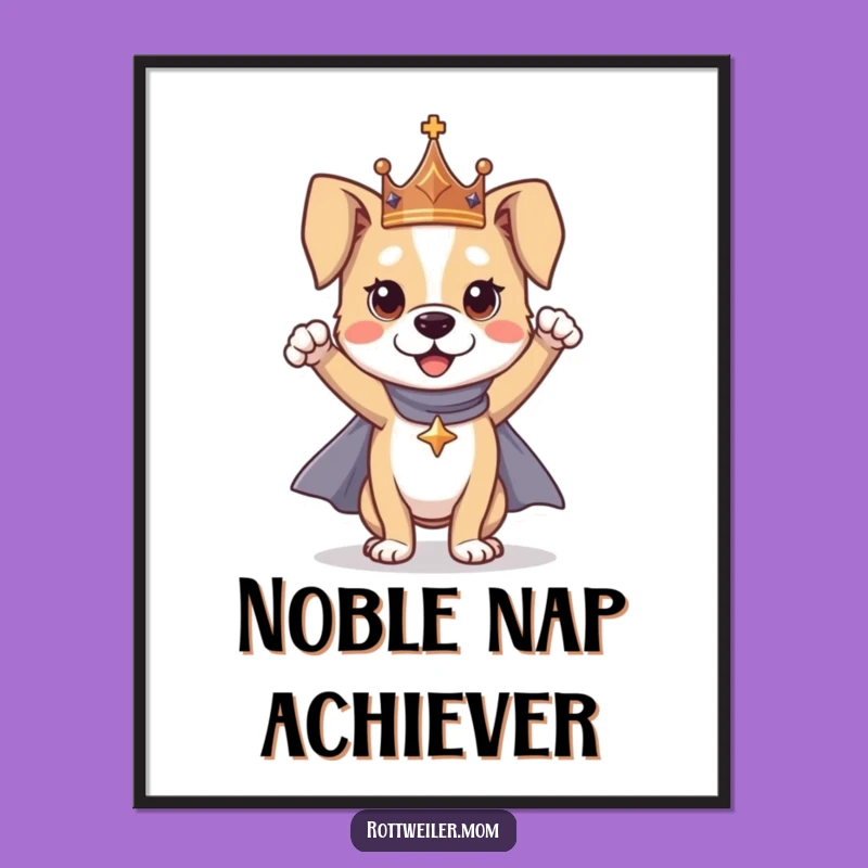 Funny Dog Hero Digital Art: Printable Regal Pup Decor, Gift Idea