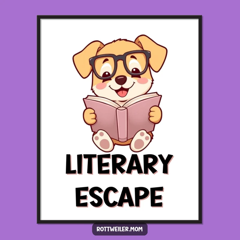 Funny Dog Reading Digital Art - Instant Whimsy for Your Walls