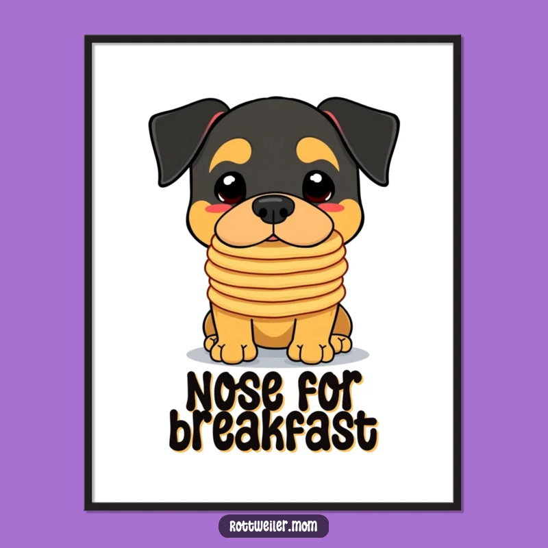 Funny Kawaii Rottweiler Pancake Digital Print - Hilarious Dog Art for Download
