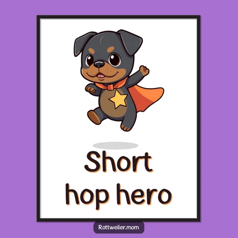 Funny Kawaii Rottweiler Superhero Digital Print - Heroic & Hilarious Art