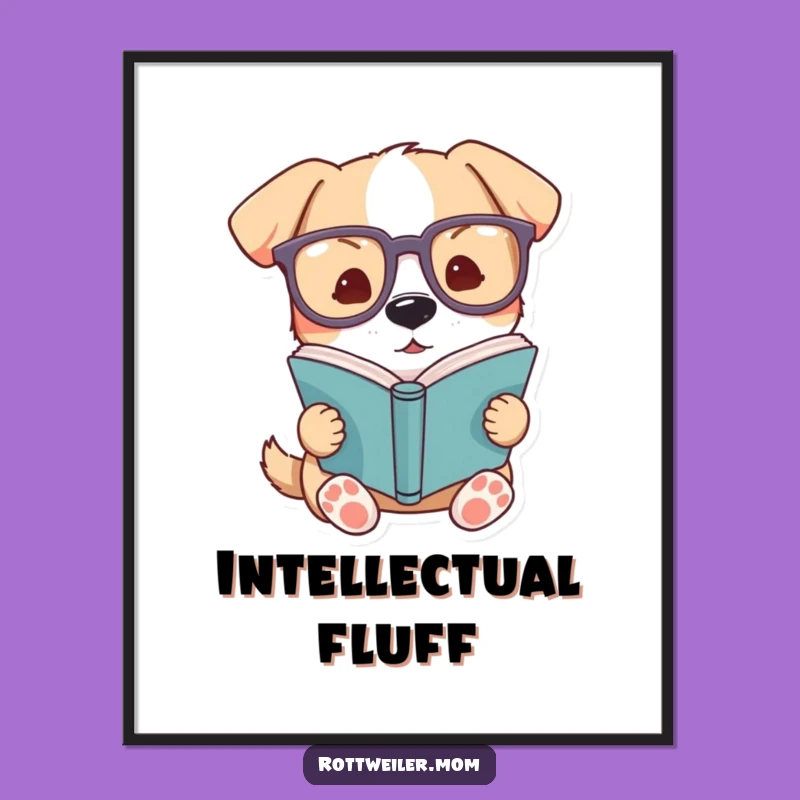Funny Dog Glasses Book Digital Art: Instant Intellectual Decor