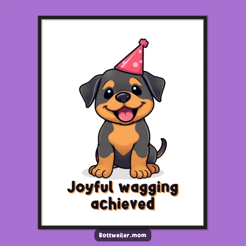 Funny Rottweiler Party Hat Digital Art: Instant Joyful Decor Download