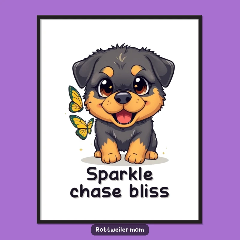 Funny Fluffy Rottweiler Butterfly Digital Art: Instant Hilarious Dog Download