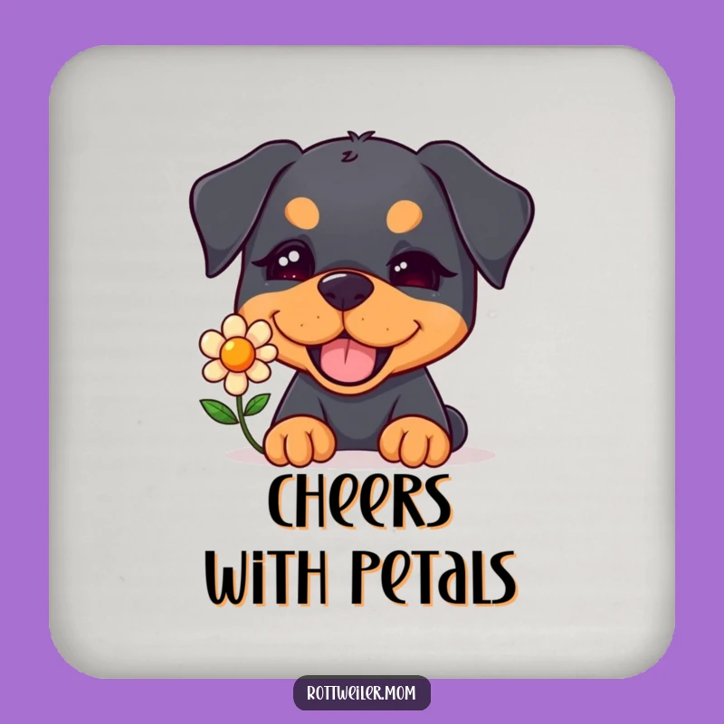 Funny Kawaii Rottweiler Flower Coaster - Hilarious Dog Protection for Drinks
