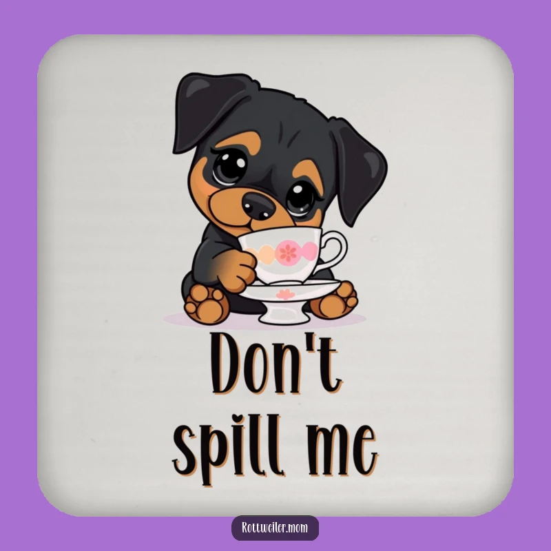 Funny Kawaii Rottweiler Coasters - Hilarious Clumsy Dog Gift Set