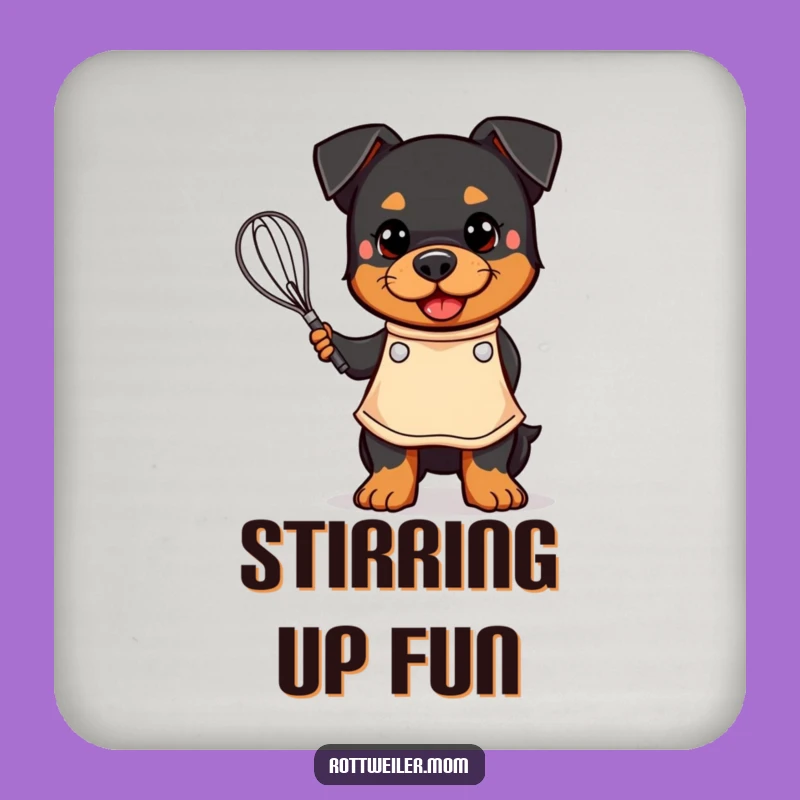 Funny Kawaii Rottweiler Coasters - Hilarious Baker Gift Set for Drinks